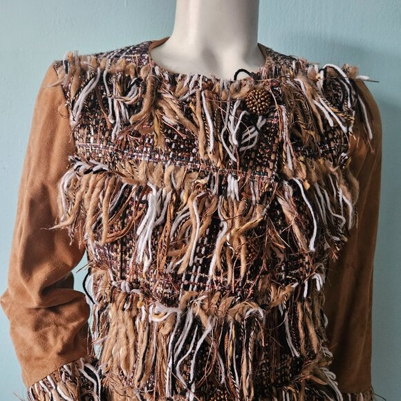 Bazar Deluxe Italy Coat Jacket Multicolored Fringe hippie boho luxury glam 42 - Picture 3 of 12